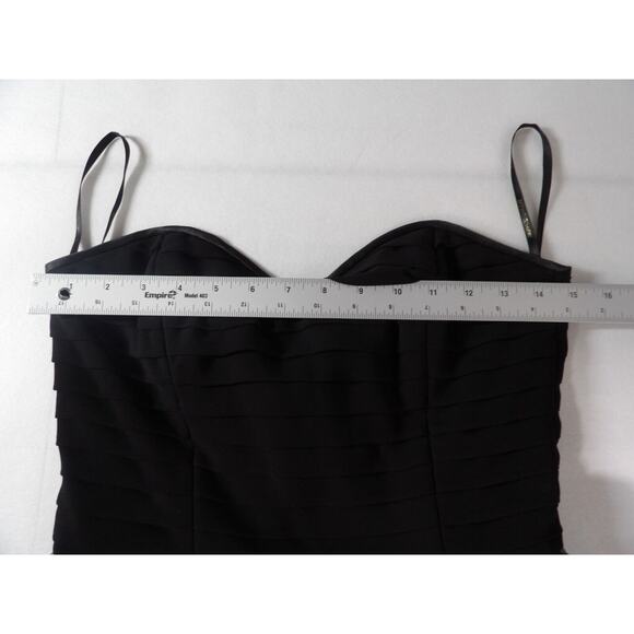 Betsey Johnson Evening Dress 6 Strapless Black Tulle Beige Sweetheart Tie Belt - Picture 8 of 12